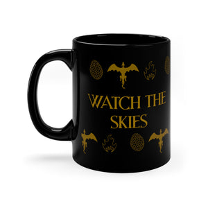 Watch the Skies Dragon Mug | Dragon Egg Fire Pattern | Gift for Gamers | Fantasy Mug