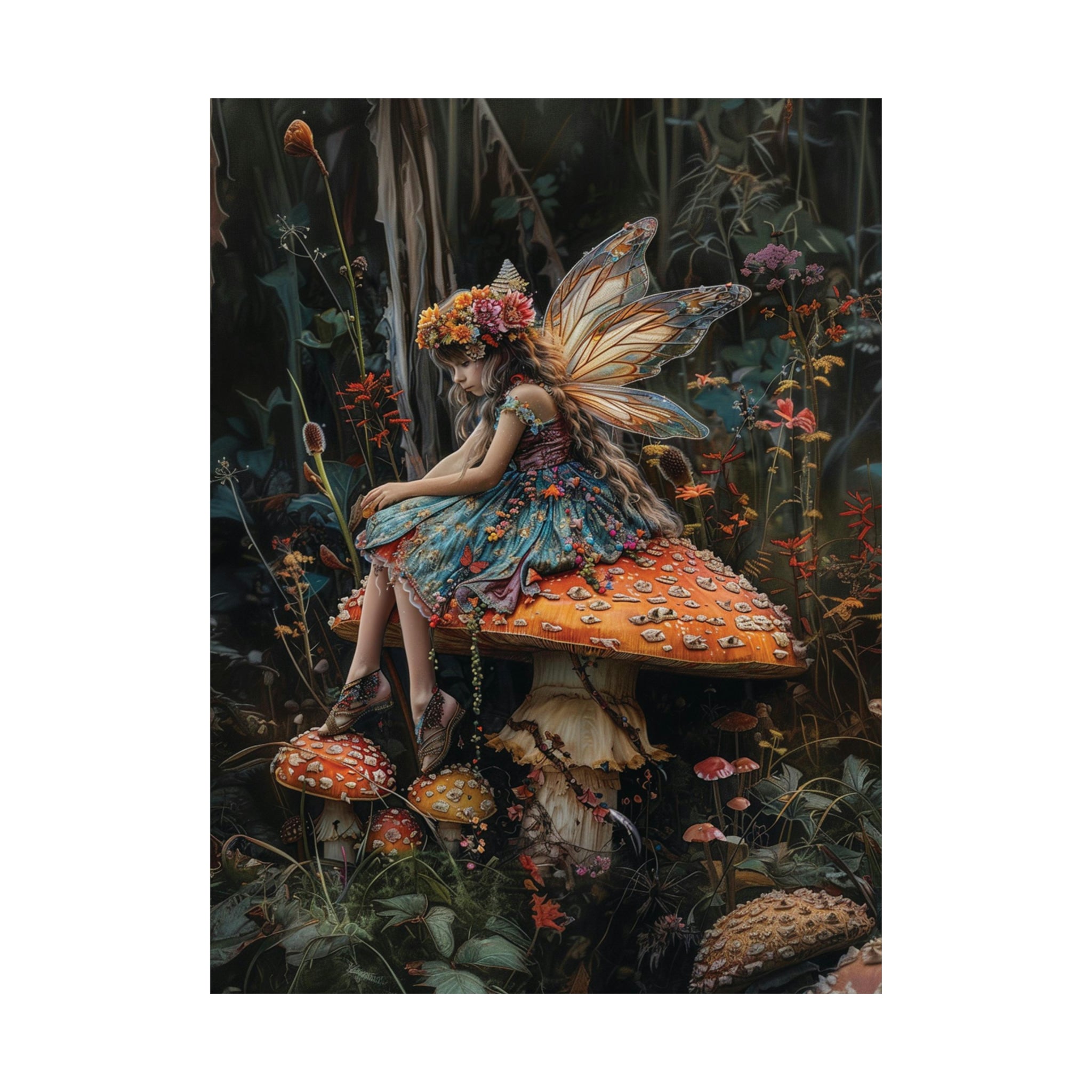 Mushroom Fairy Wall Art, Fantasy Poster, Fantasy Art Print, Matte Vertical Poster, Gamer Gifts, Fantasy Gifts