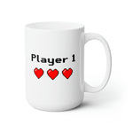 Load image into Gallery viewer, Player 1 Pixel Hearts Mug 15oz
