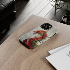 Embroidered Effect Dragon iPhone Tough Case, Fantasy Phone Case