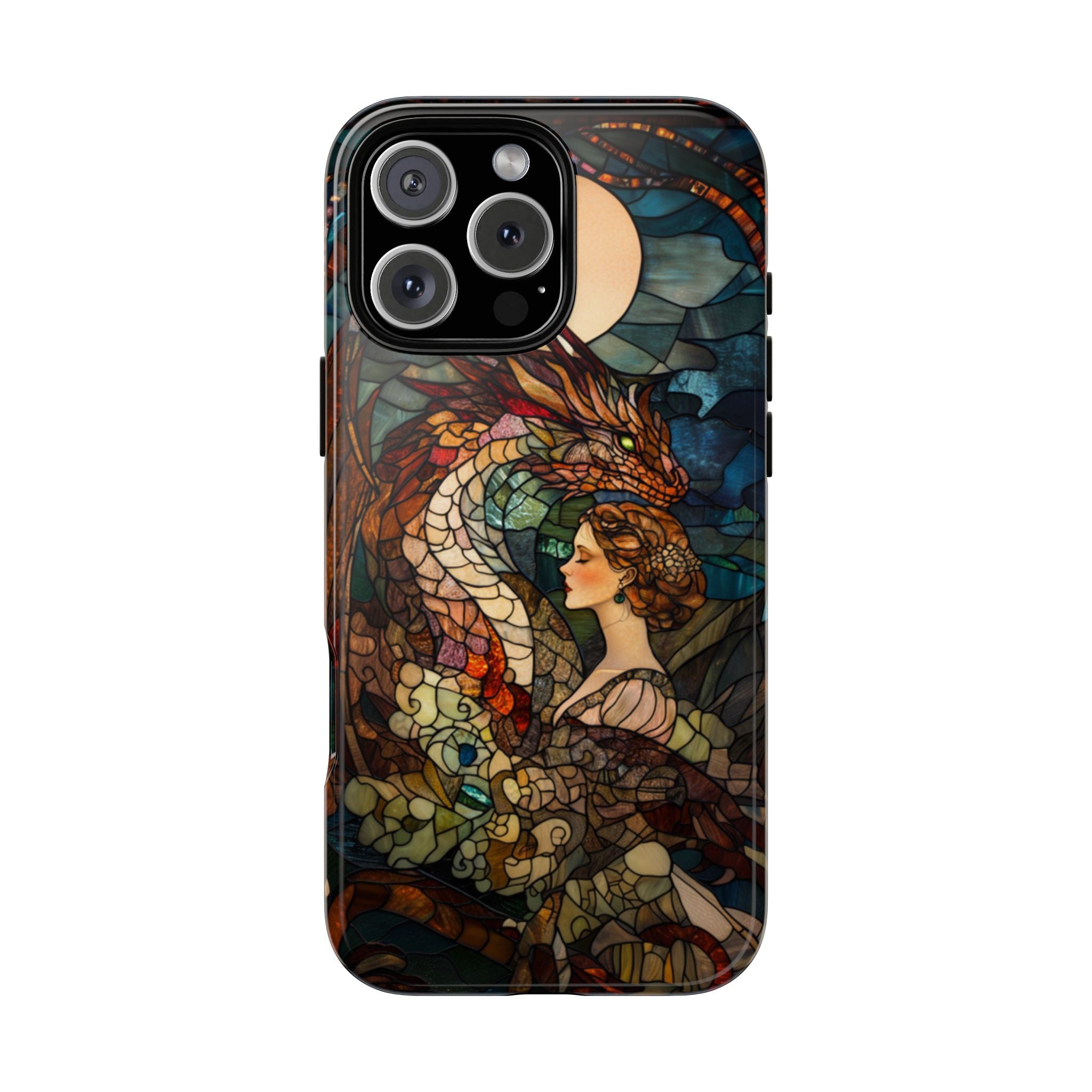 Stained Glass Effect iPhone Tough Case, Dragon Mother Phone Case