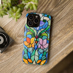Load image into Gallery viewer, Stained Glass Effect iPhone Tough Case, Floral Phone Case
