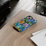 Load image into Gallery viewer, Stained Glass Effect iPhone Tough Case, Floral Phone Case
