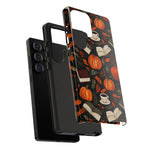 Load image into Gallery viewer, Cozy Fall Pumpkin, Books, and Coffee Samsung Phone Case
