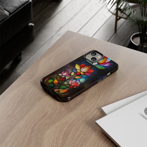 Stained Glass Effect iPhone Tough Case, Floral Phone Case