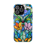 Load image into Gallery viewer, Stained Glass Effect iPhone Tough Case, Floral Phone Case
