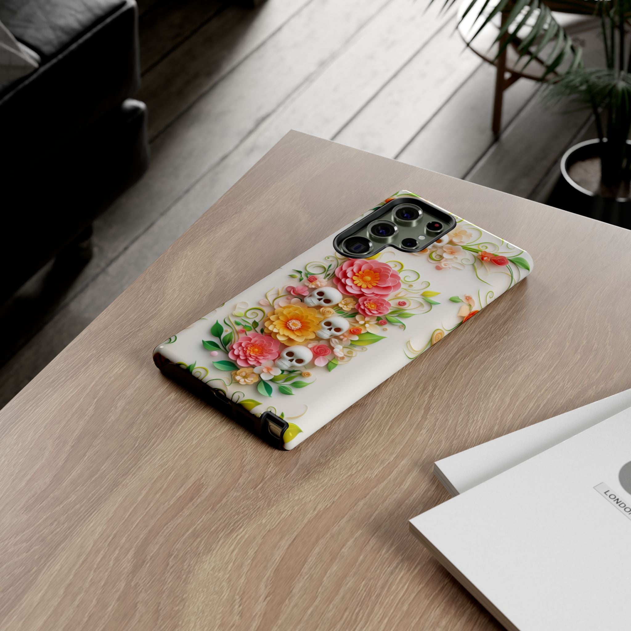 Flowers and Skulls Cute Samsung Phone Case