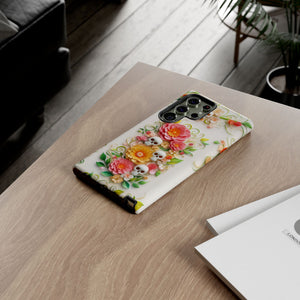 Flowers and Skulls Cute Samsung Phone Case
