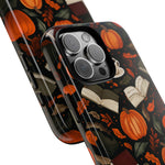 Load image into Gallery viewer, Cozy Fall Pumpkin, Coffee, and Books iPhone Case
