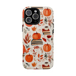 Load image into Gallery viewer, Cozy Fall Pumpkin, Coffee, and Books iPhone Case
