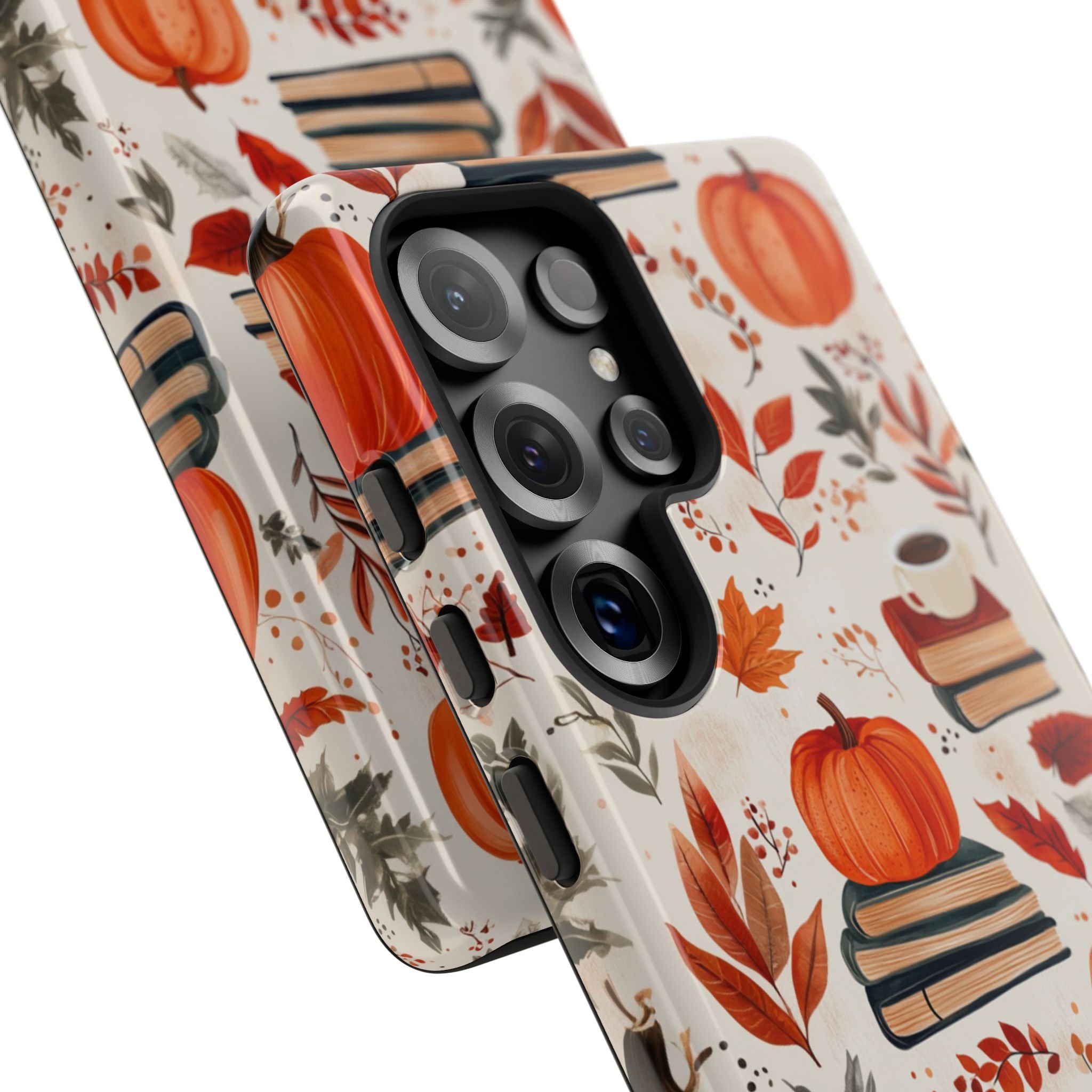 Cozy Fall Pumpkin, Books, and Coffee Samsung Phone Case