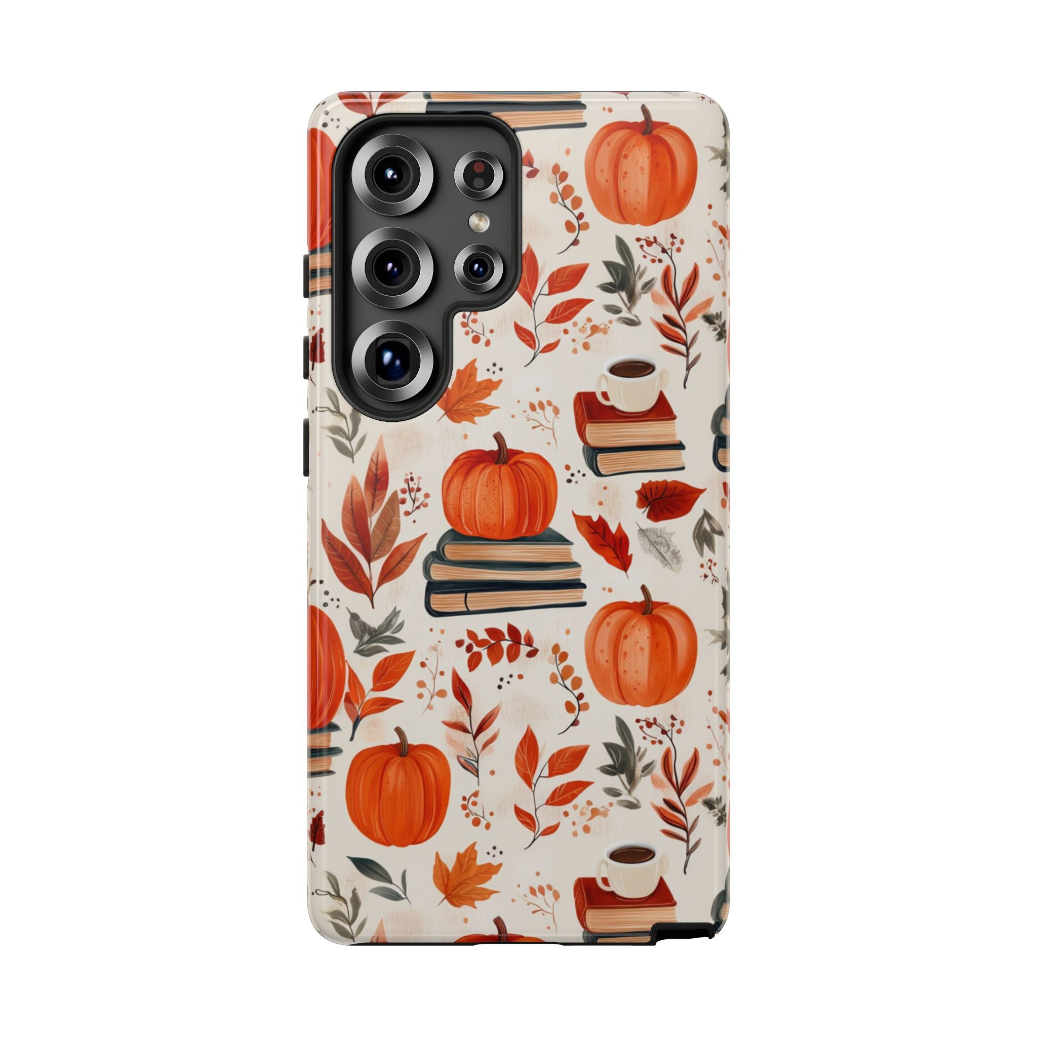 Cozy Fall Pumpkin, Books, and Coffee Samsung Phone Case
