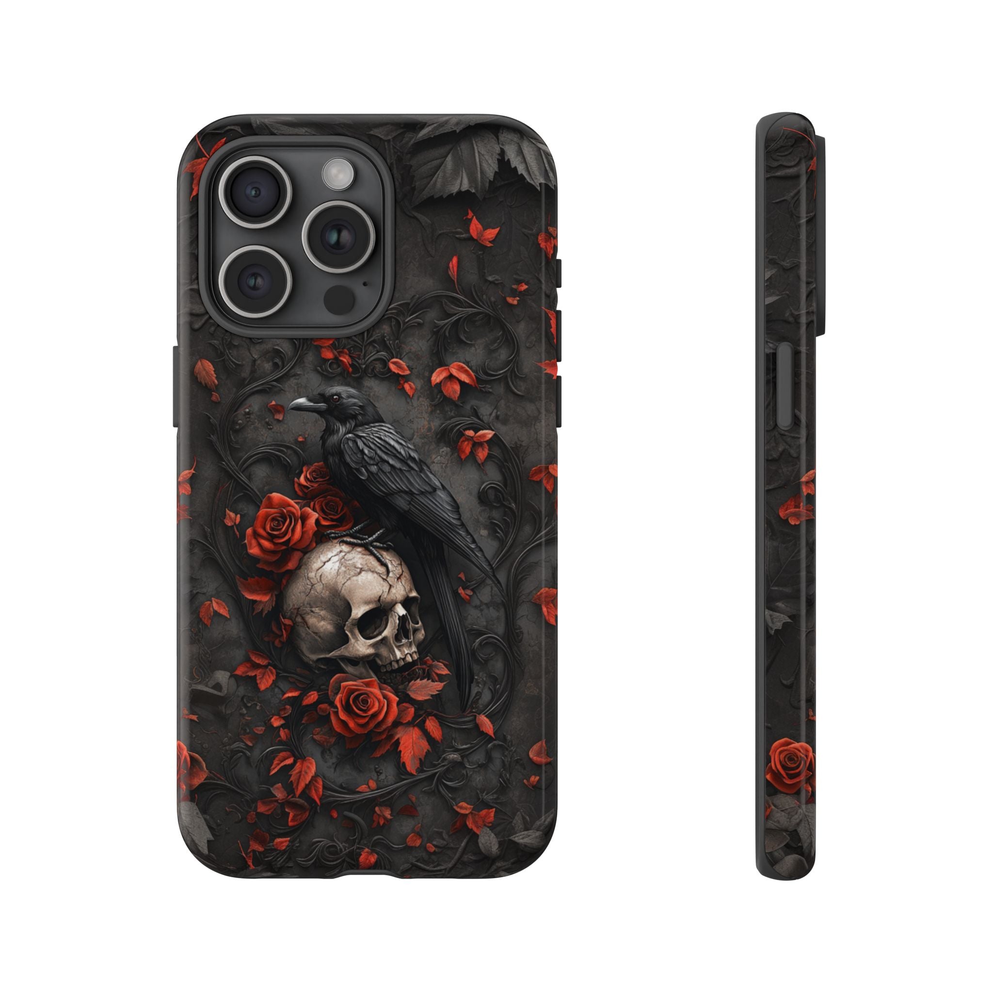Gothic Raven & Skull iPhone Case