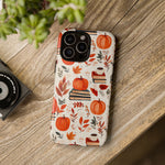 Load image into Gallery viewer, Cozy Fall Pumpkin, Coffee, and Books iPhone Case
