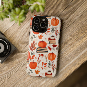 Cozy Fall Pumpkin, Coffee, and Books iPhone Case