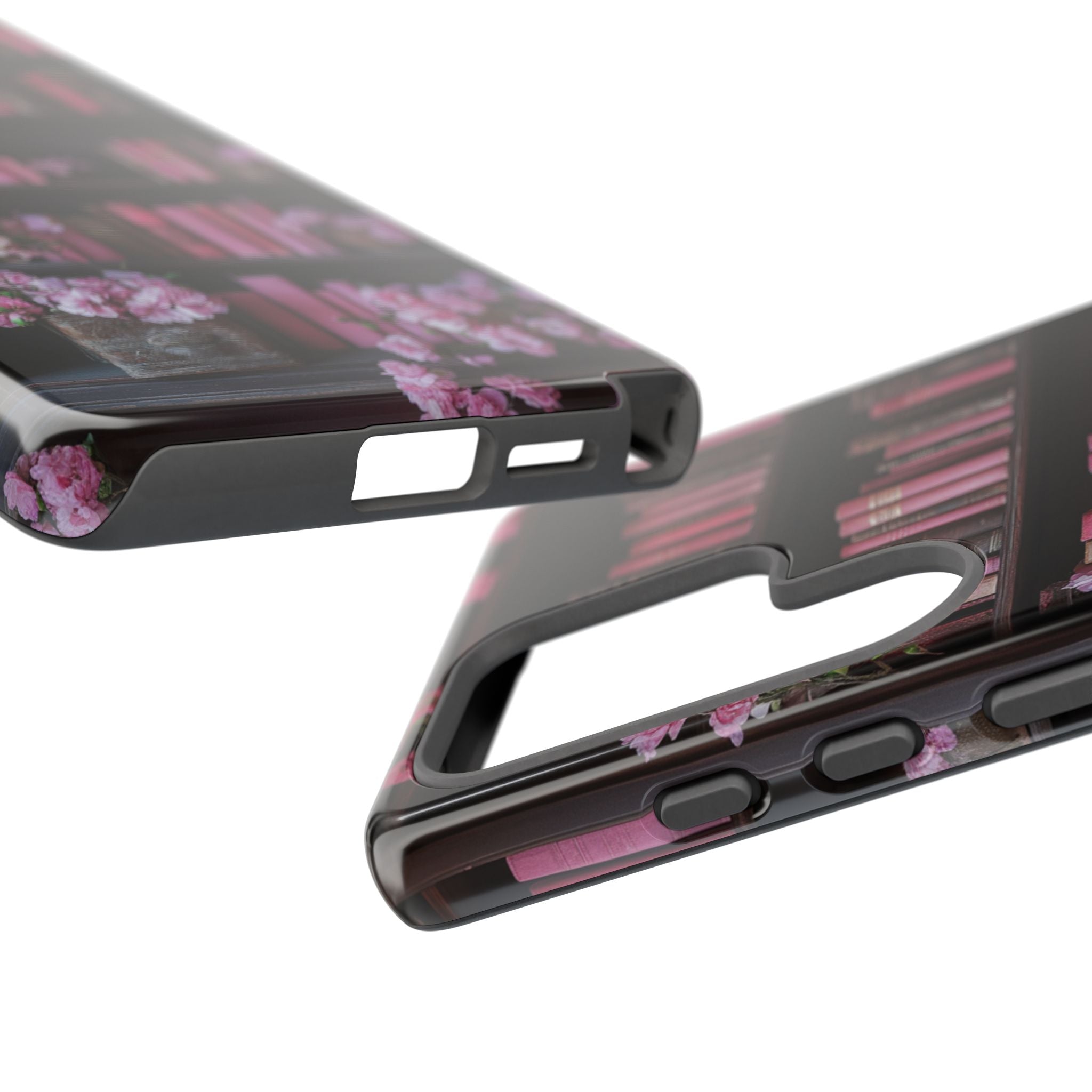Pink Floral Bookshelf Samsung Phone Case