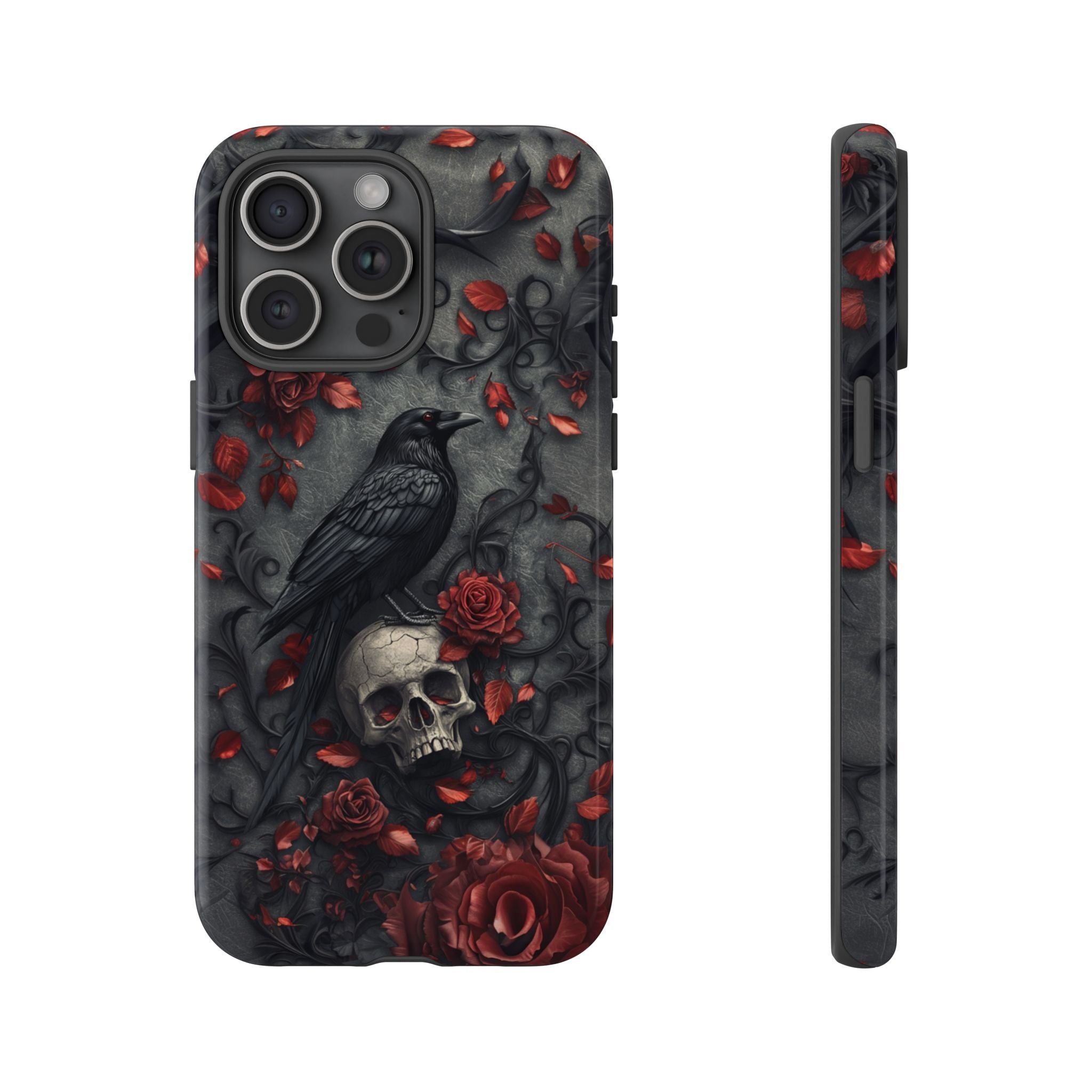 Gothic Raven & Skull iPhone Case