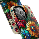 Load image into Gallery viewer, Stained Glass Flowers and Books iPhone Tough Case,  Bookish Phone Case
