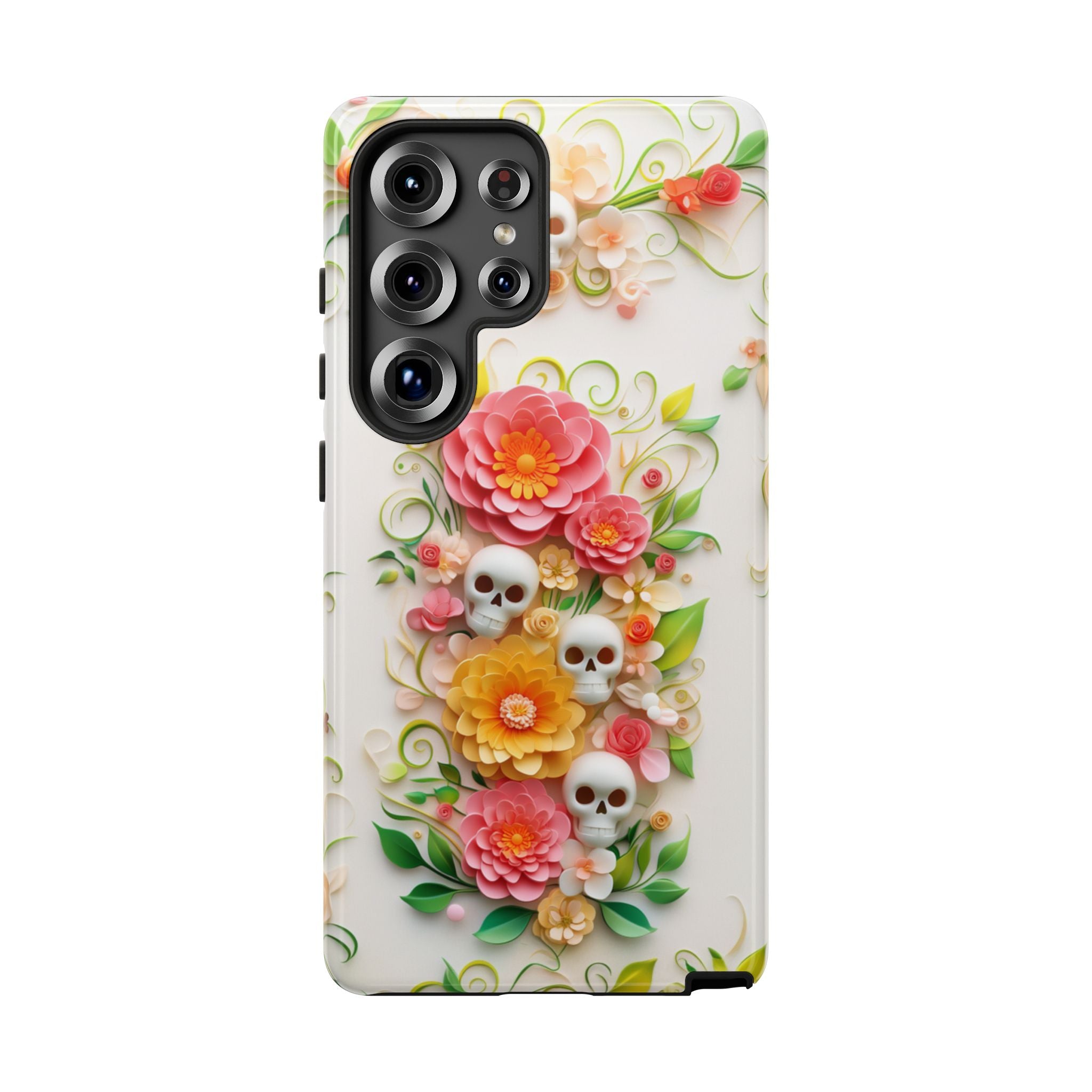 Flowers and Skulls Cute Samsung Phone Case