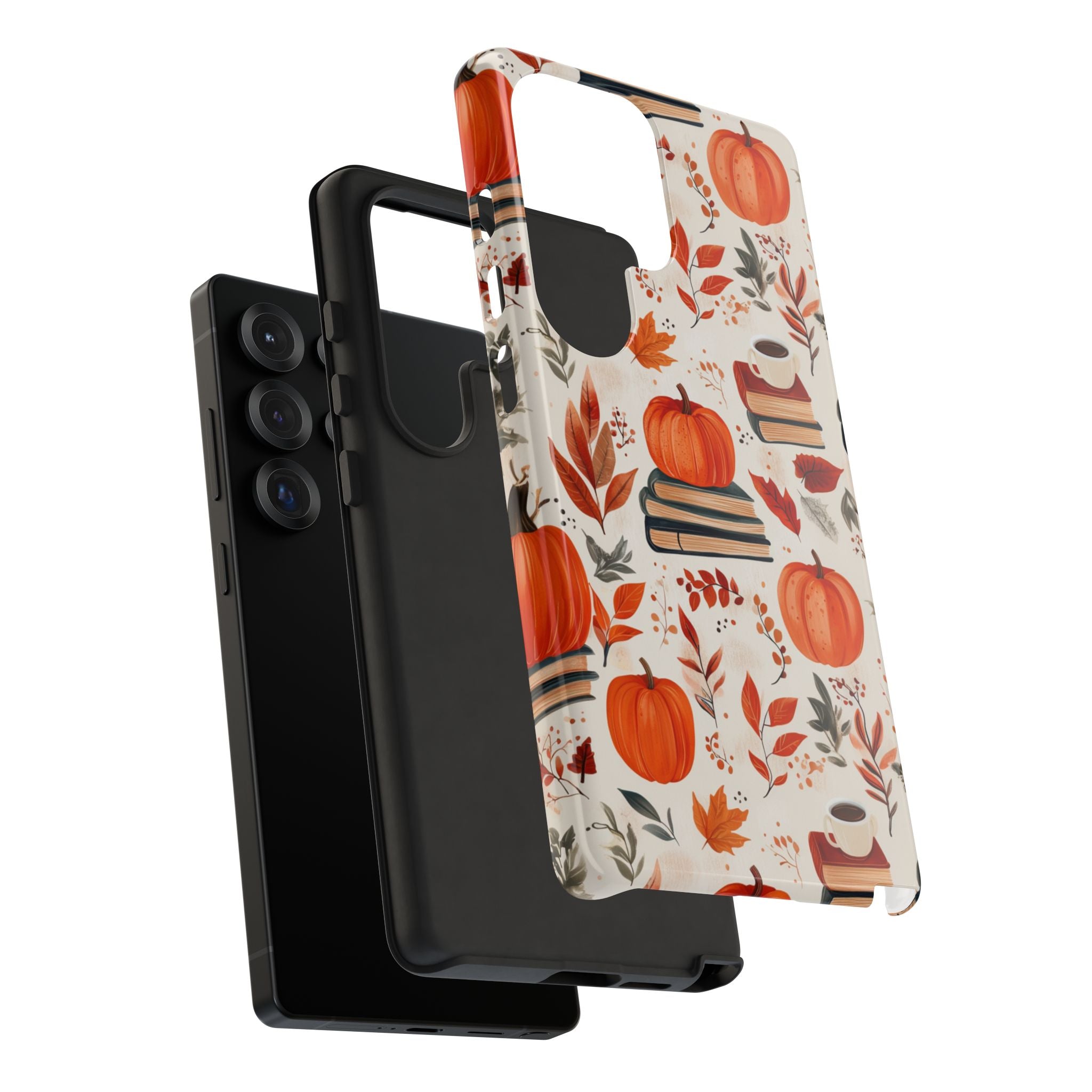 Cozy Fall Pumpkin, Books, and Coffee Samsung Phone Case