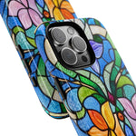 Load image into Gallery viewer, Stained Glass Effect iPhone Tough Case, Floral Phone Case
