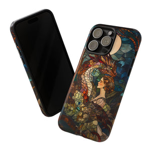 Stained Glass Effect iPhone Tough Case, Dragon Mother Phone Case