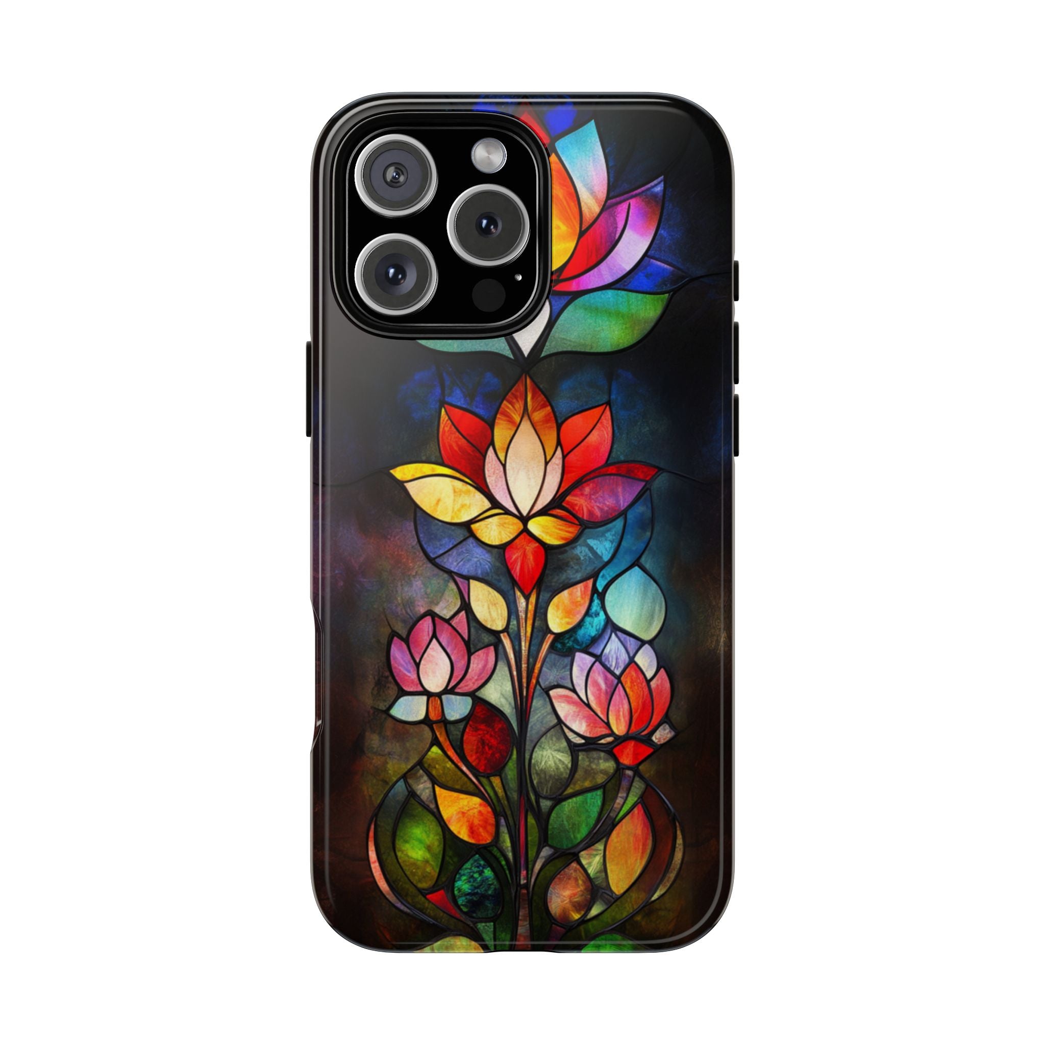 Stained Glass Effect iPhone Tough Case, Floral Phone Case