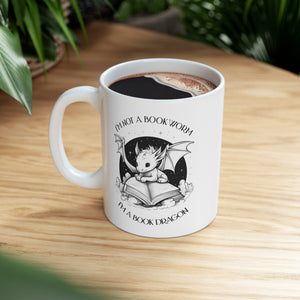 I'm Not a Bookworm I'm a Book Dragon Mug, 11oz, Gamer Mug, Gift for Reader, Fantasy Gift