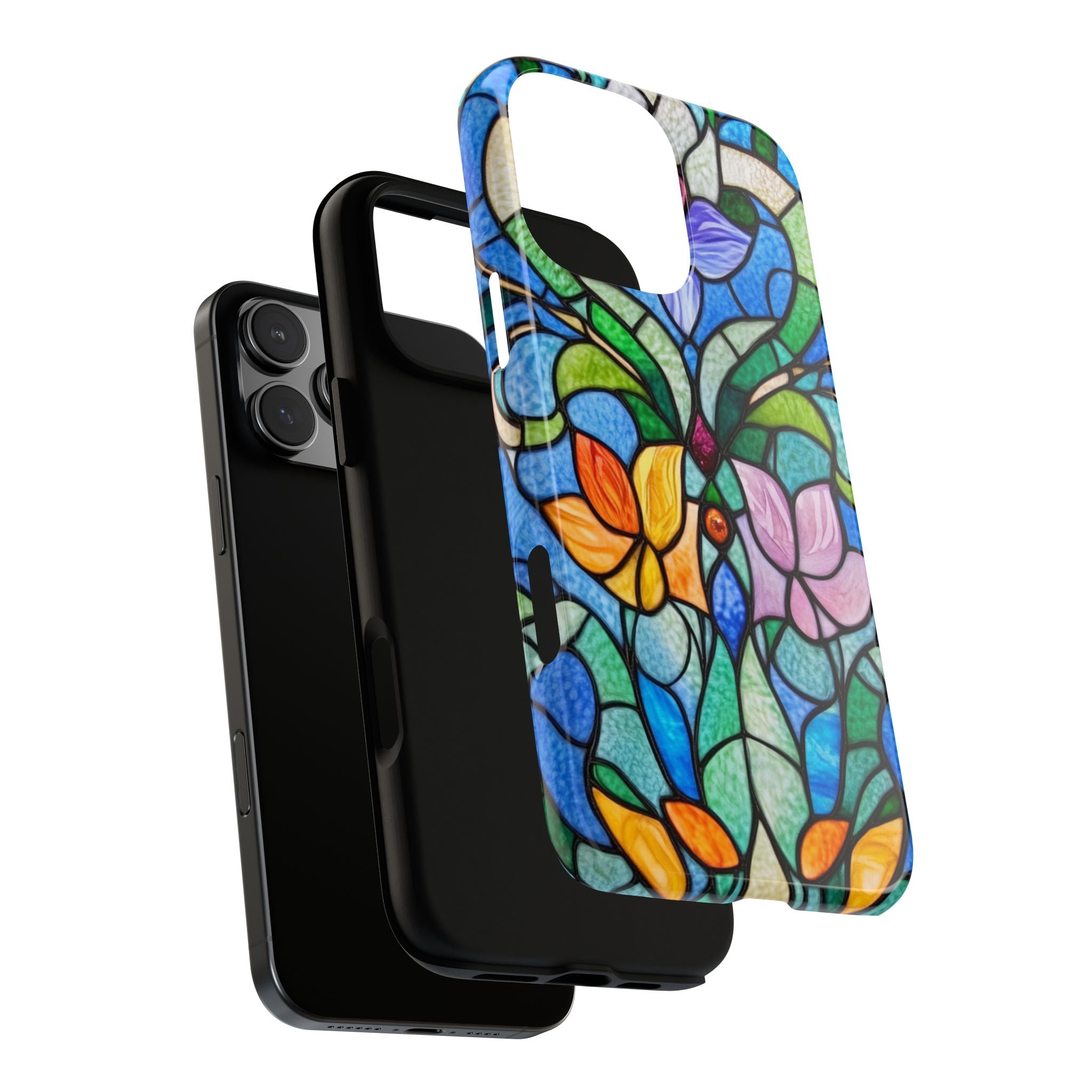 Stained Glass Effect iPhone Tough Case, Floral Phone Case