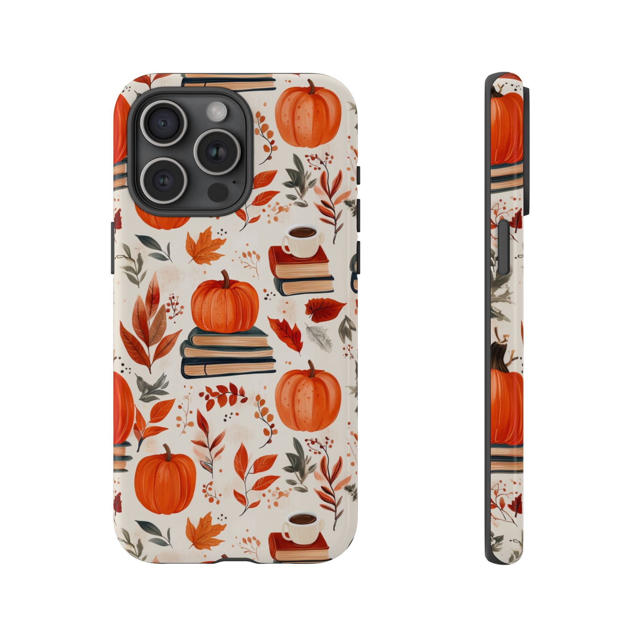 Cozy Fall Pumpkin, Coffee, and Books iPhone Case