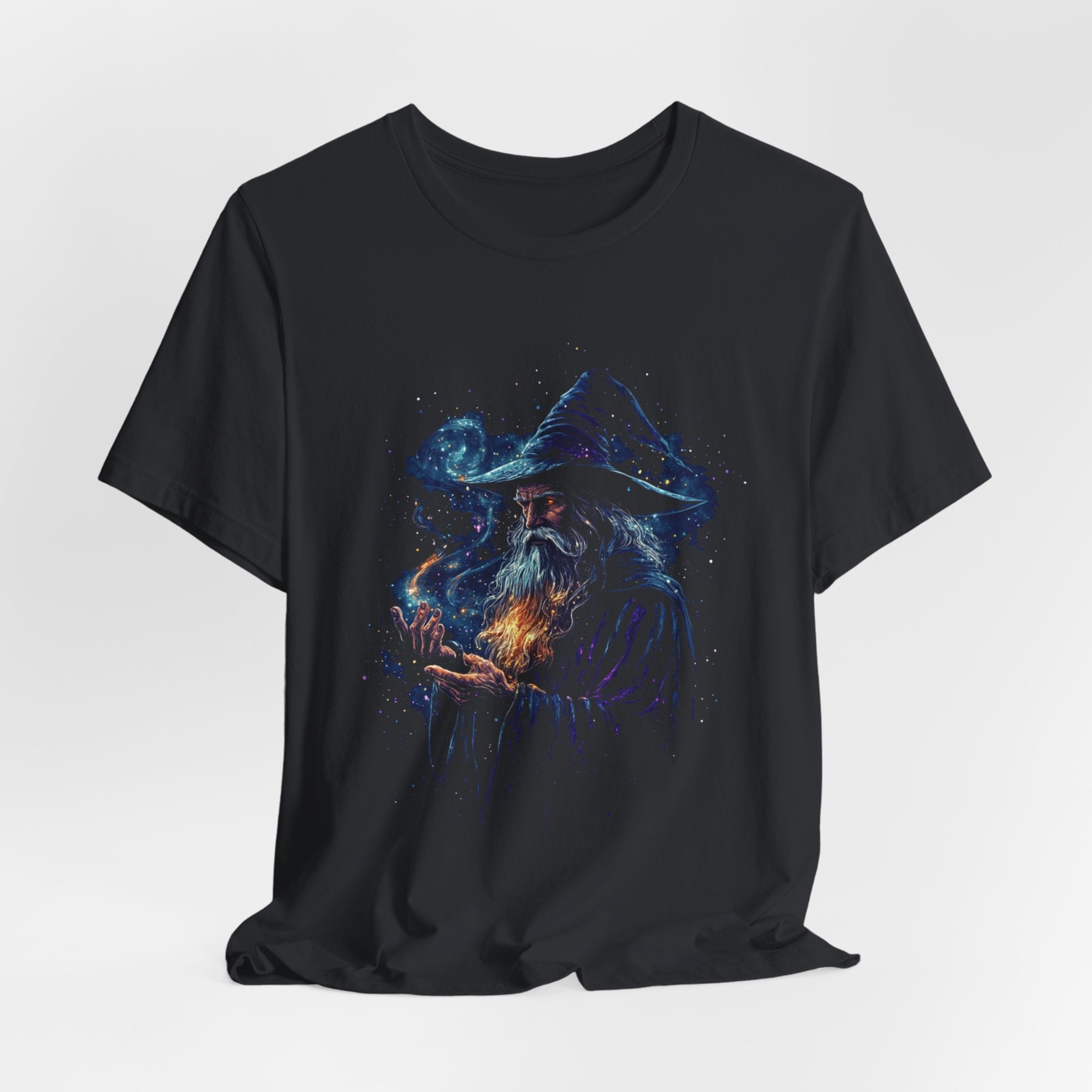 Flame Wizard Tee, Bella Canvas 3001, Fantasy T-Shirt, Wizard T-Shirt