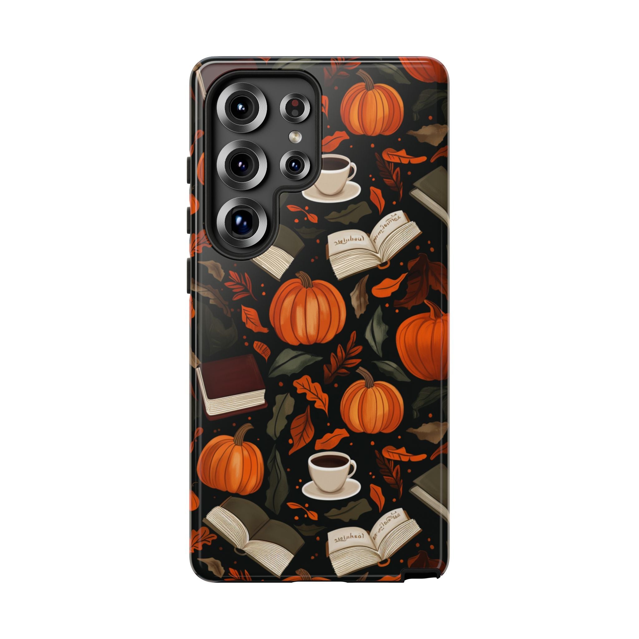 Cozy Fall Pumpkin, Books, and Coffee Samsung Phone Case
