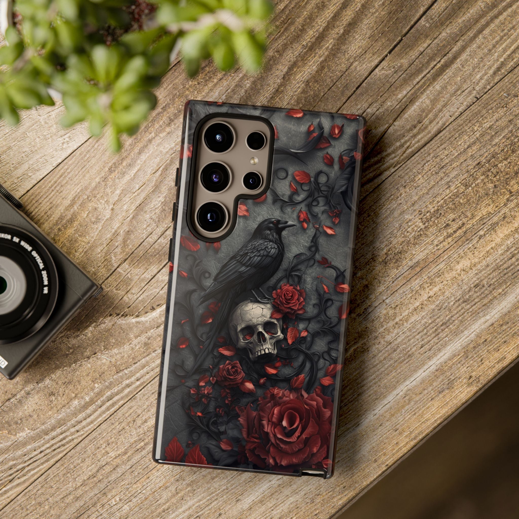 Gothic Raven & Skull Samsung Phone Case