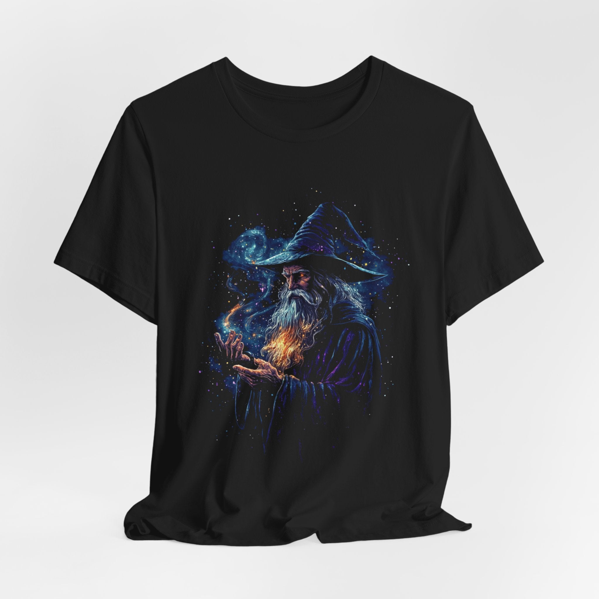 Flame Wizard Tee, Bella Canvas 3001, Fantasy T-Shirt, Wizard T-Shirt