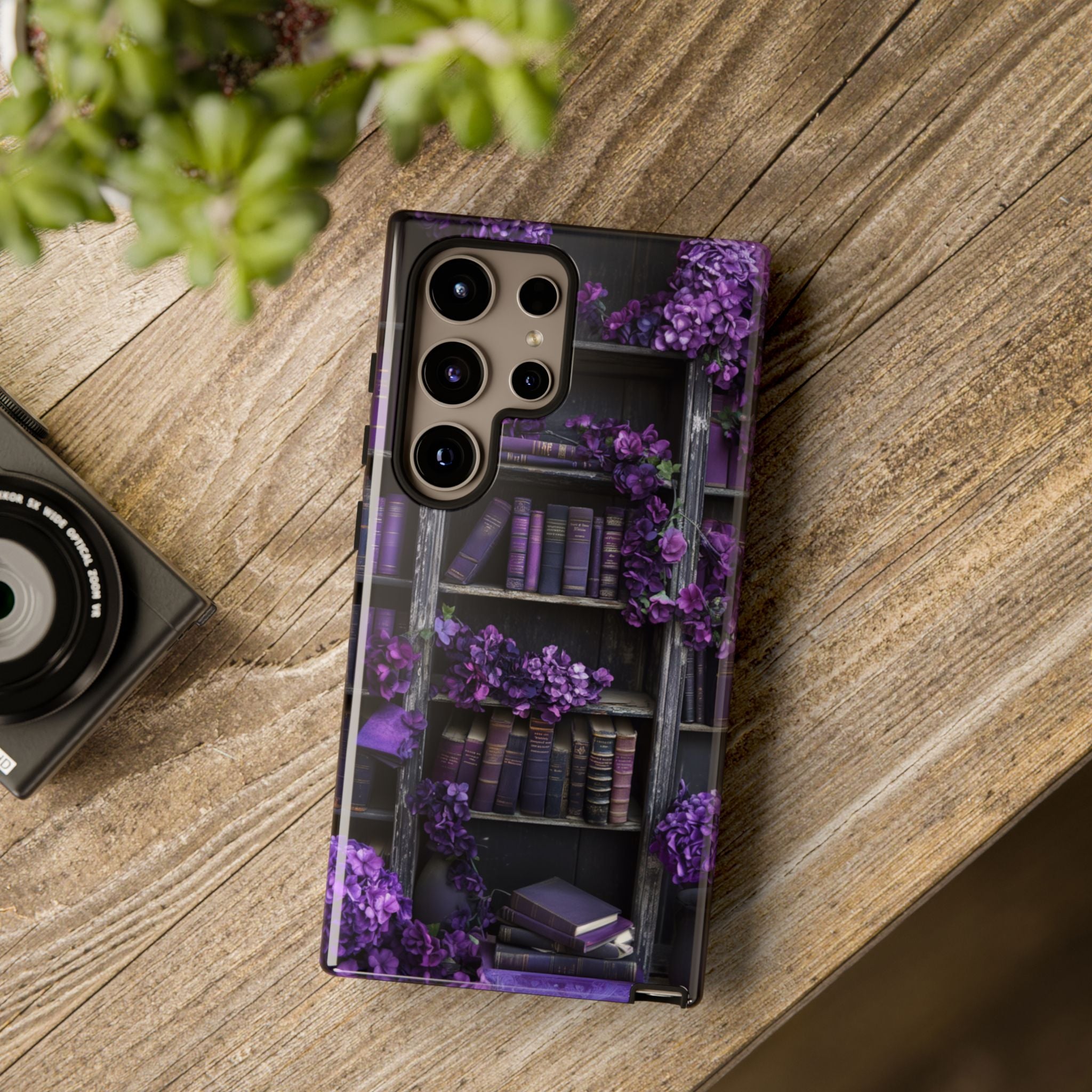 Purple Gothic Bookshelf Samsung Phone Case