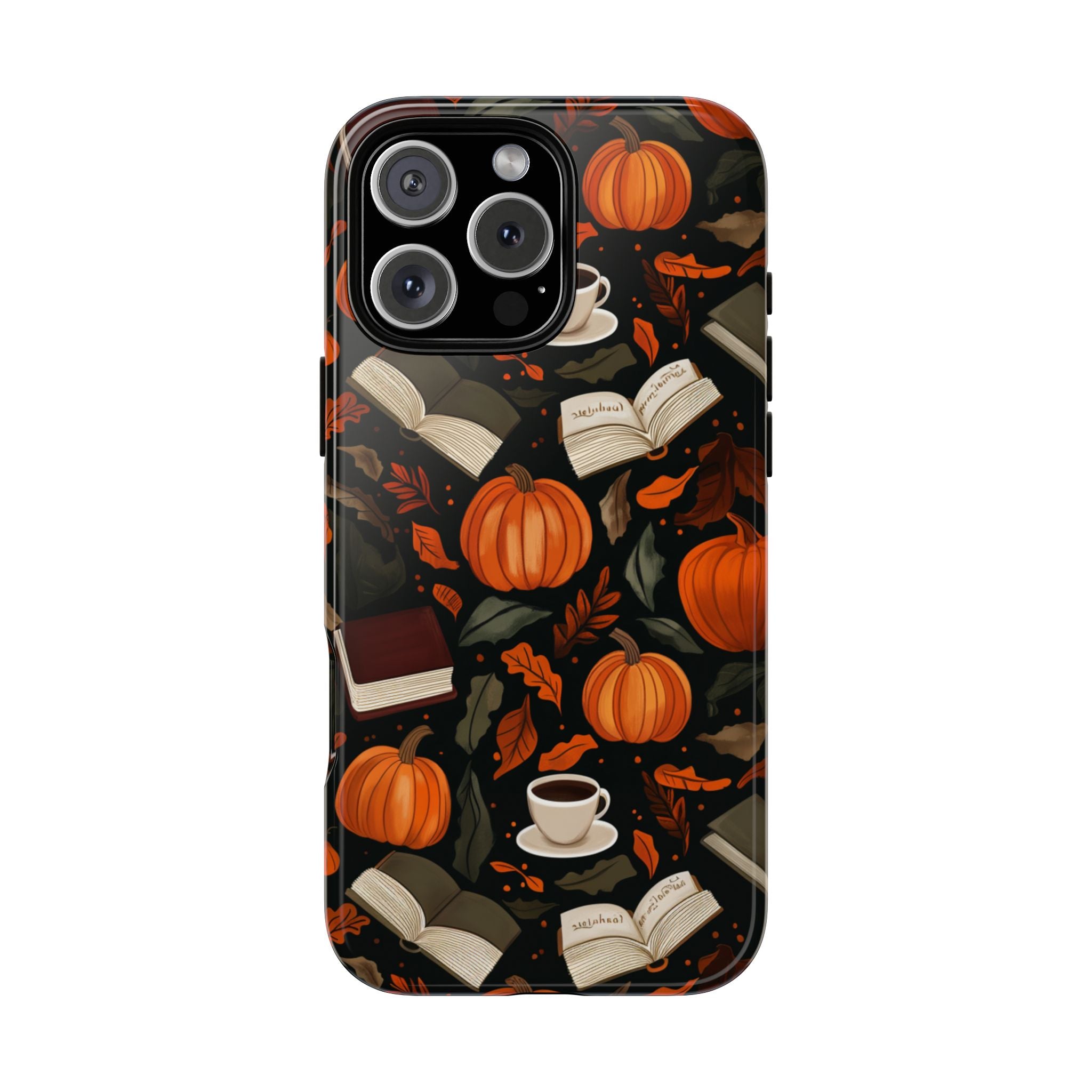 Cozy Fall Pumpkin, Coffee, and Books iPhone Case