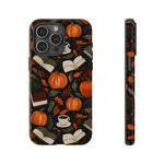 Load image into Gallery viewer, Cozy Fall Pumpkin, Coffee, and Books iPhone Case
