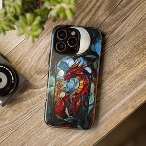 Stained Glass Effect iPhone Tough Case, Dragon Mother Phone Case