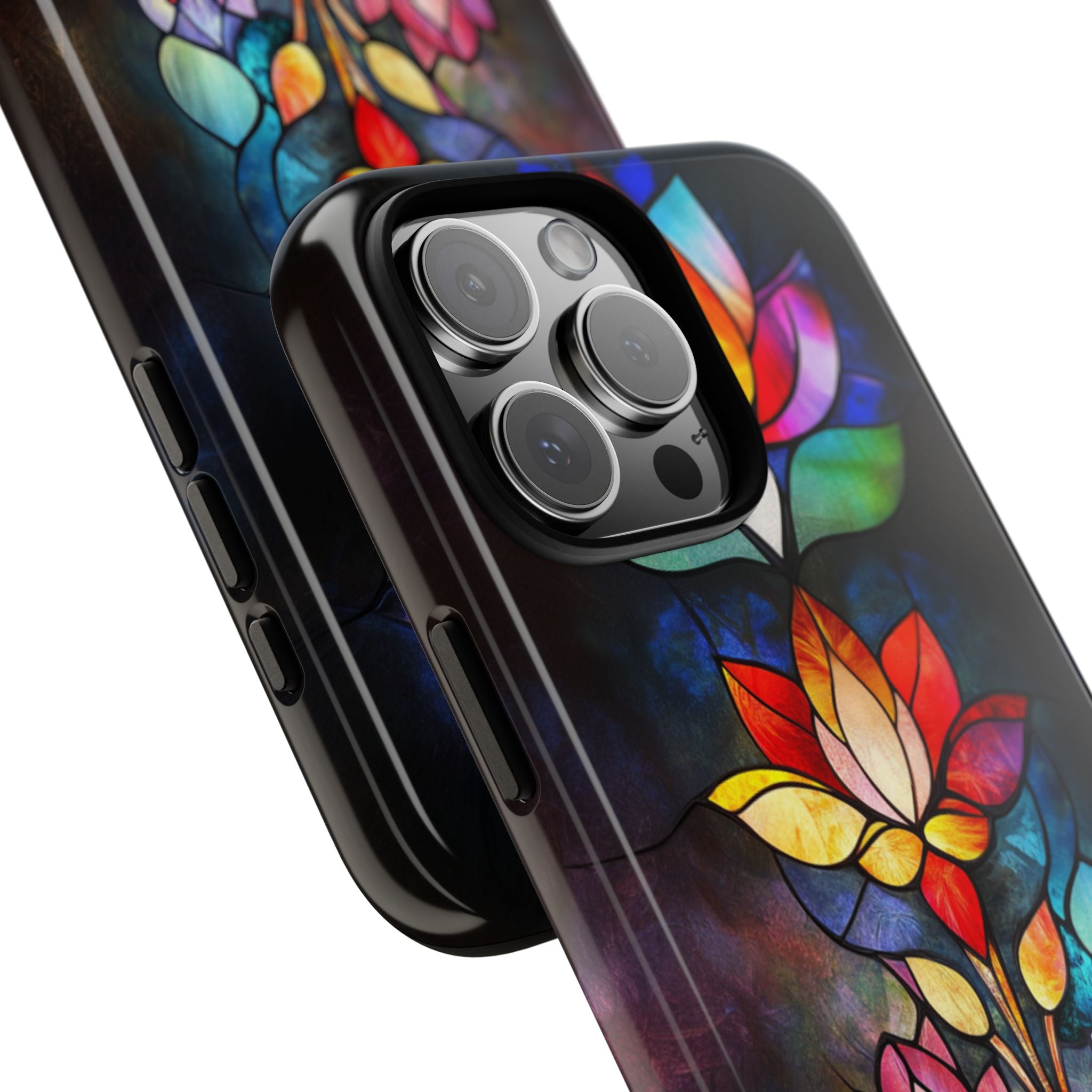 Stained Glass Effect iPhone Tough Case, Floral Phone Case