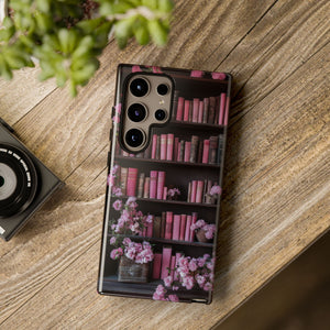 Pink Floral Bookshelf Samsung Phone Case