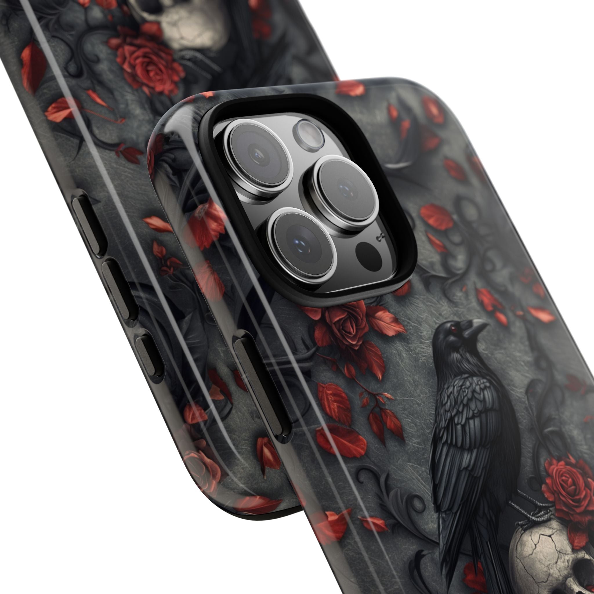 Gothic Raven & Skull iPhone Case