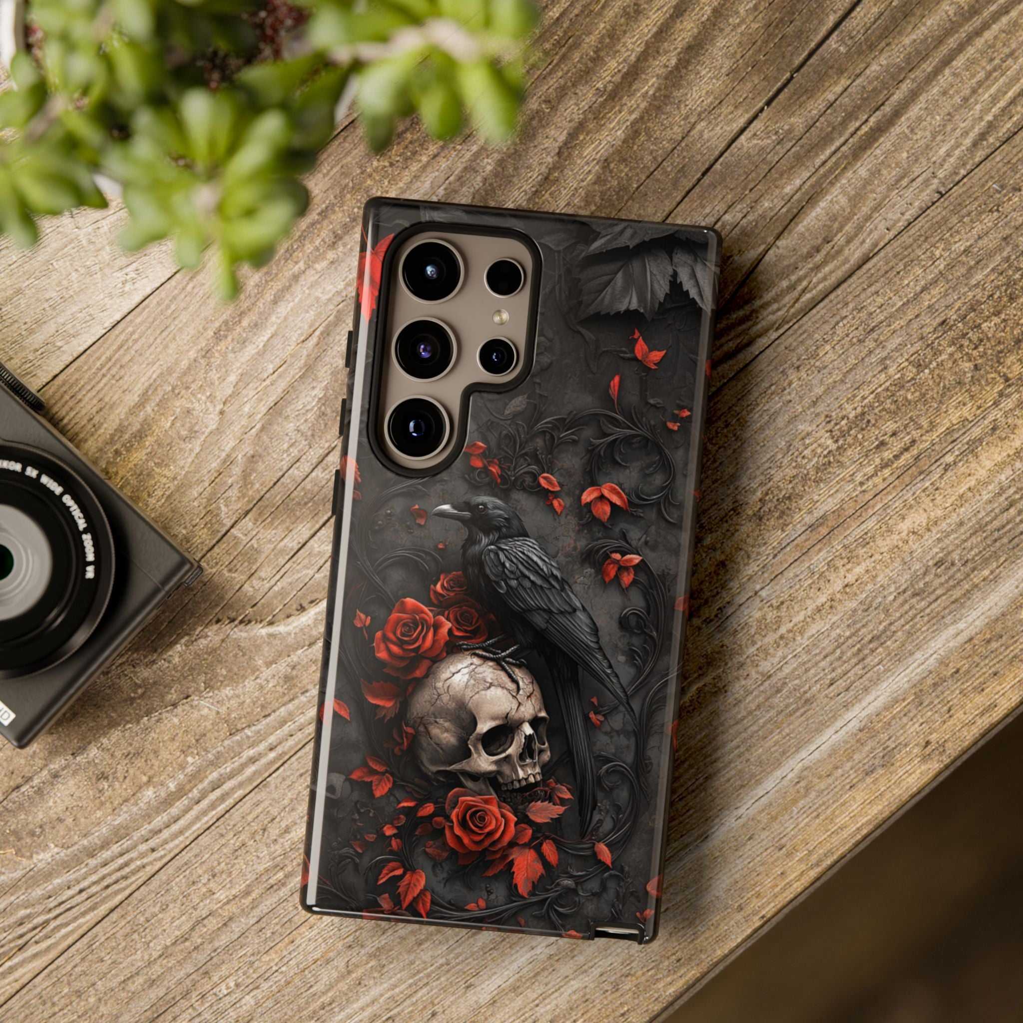 Gothic Raven & Skull Samsung Phone Case