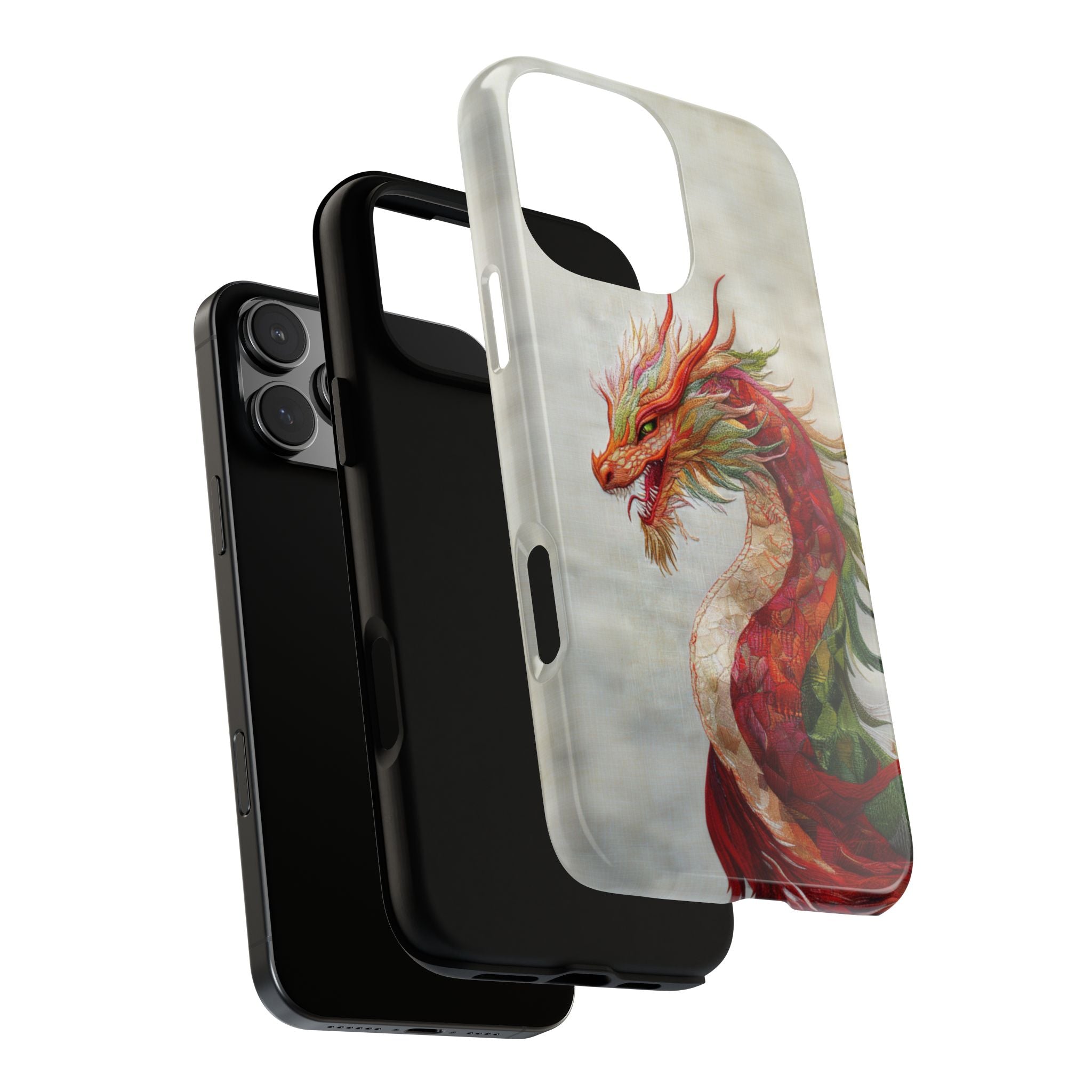 Embroidered Effect Dragon iPhone Tough Case, Fantasy Phone Case