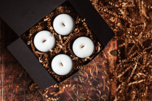 Wood Wick Tea Light Collection - Set of Four (8 hr. Burn Each Candle)