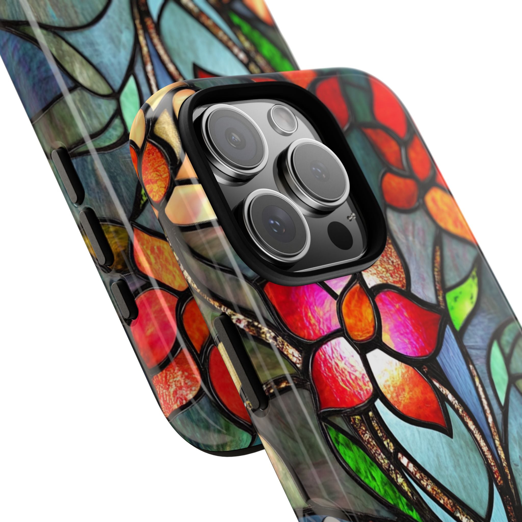 Stained Glass Effect iPhone Tough Case, Floral Phone Case