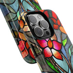 Load image into Gallery viewer, Stained Glass Effect iPhone Tough Case, Floral Phone Case
