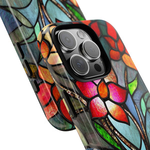 Stained Glass Effect iPhone Tough Case, Floral Phone Case