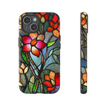 Load image into Gallery viewer, Stained Glass Effect iPhone Tough Case, Floral Phone Case
