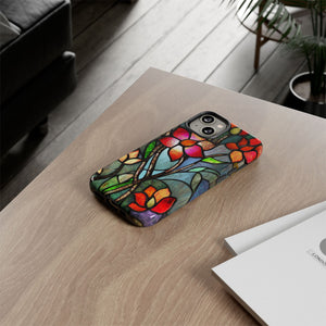 Stained Glass Effect iPhone Tough Case, Floral Phone Case