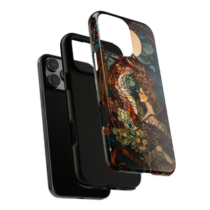 Stained Glass Effect iPhone Tough Case, Dragon Mother Phone Case
